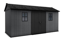 Keter Newton Plus 7.5x15 Ft All-Weather Storage Shed with Skylight, Window, Built-in Ventilation, Customizable Walls, & Lockable Double Doors, Graphite