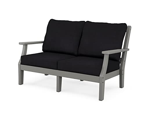 Martha Stewart Chinoiserie Deep Seating Loveseat Slate Grey / Midnight Linen