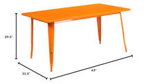 EMMA + OLIVER 63" Rectangular Orange Metal Table