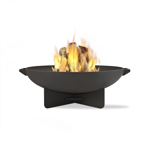 Real Flame Anson 36” Round Patio Wood Burning Outdoor Fire Pit, Heavy-Gauge Steel Fire Pit for Backyard, Porch, Deck, Camping. Includes Spark Screen, Poker, Log Grate and Storage Cover.
