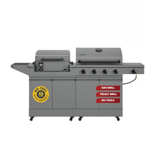 Tytus 2-in-1 Gas Grill 4-Burner, Pellet Smoker, Prep Cart, 721 sqin