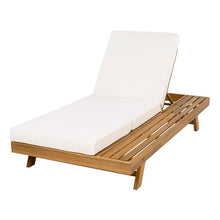 Christopher Knight Home Kayes Acacia Wood Chaise Lounge Chair Outdoor Set of 2, Poolside Sun Lounger Recliner, Patio Outdoor Chaise Lounge with 4'' Triple Folds Cushion, Teak+Cream