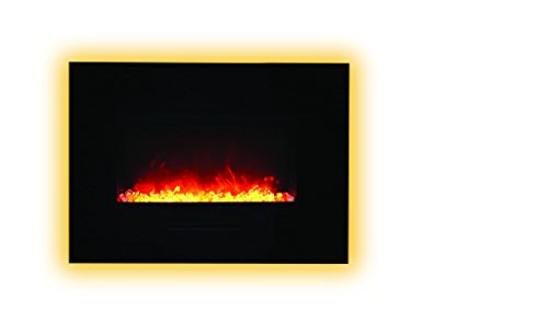 Sierra Flame Amantii 26" Flush Mount Fireplace with Black Glass Surround Log Set