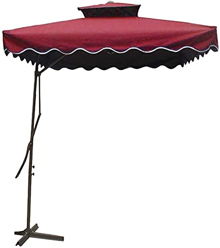 JOMRTS Parasol Garden Patio Umbrellas 2.2M Square Patio Offset Roma Parasol for Garden, Deck, Backyard and Pool Double Layer Cantilever Hanging Sun Umbrella with Cross Base