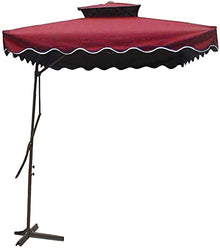 JOMRTS Parasol Garden Patio Umbrellas 2.2M Square Patio Offset Roma Parasol for Garden, Deck, Backyard and Pool Double Layer Cantilever Hanging Sun Umbrella with Cross Base