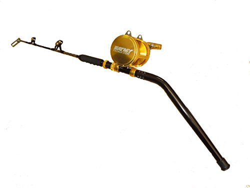 EAT MY TACKLE Blue Marlin Short Dredge Rod with 80 Wide 2 Speed Reel Blue