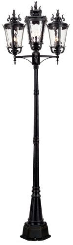 Casa Marseille™ 100"H Black Traditional Outdoor 3-Light Post Light Fixture