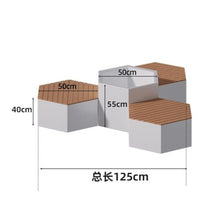 Outdoor Planter Box Flower Trough Combination with 3 Rest Benches(XS)