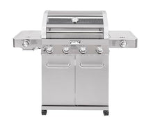 Monument Grills Larger 4+2 Burner Propane Gas Grills Stainless Steel Cabinet Style with Clearview® Lid, Knob Controls, Built-In Thermometer, Infrared Side Sear Burners & Side Burners, Outdoor Use