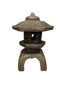 Solid Rock Stoneworks Medium 3-Piece Japanese Garden Lantern – 22" Tall – Espresso Stain – Cast Concrete Outdoor Statue – 62 lbs – 12" Base – Zen Decor for Yard, Patio, or Pond