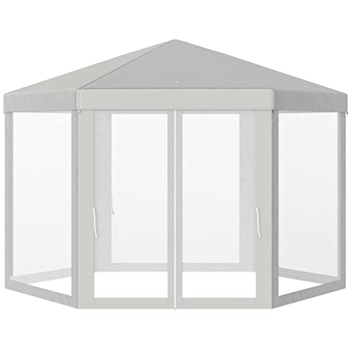 YMGSCC Party Tent Gazebo Hexagon Patio Outdoor Party Activities Waterproof with Mesh Walls Beige