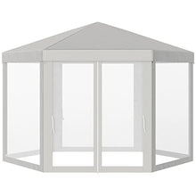 YMGSCC Party Tent Gazebo Hexagon Patio Outdoor Party Activities Waterproof with Mesh Walls Beige