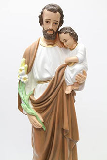 Vittoria Collection 38 Inch Saint St Joseph with Infant Jesus Italian Statue Sculpture Figurine Indoor Outdoor Garden Made in Italy