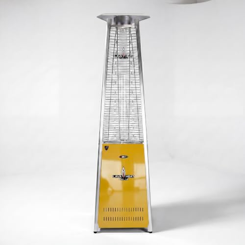 The 2G 92 Inch Amalfi Studio Collection Patio Heater by Lava Heat Italia, Liquid Propane Custom Powder-RAL 1018 Zinc Yellow Coated Flame Tower, Designer 92-Inch Italian Outdoor Heater
