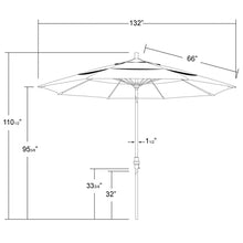 California Umbrella 11' Round Crank Lift, Collar Tilt, Aluminum Pole, Fiberglass Rib Patio Umbrella, Black Finish, Champagne
