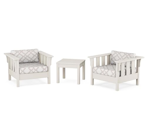 Martha Stewart by POLYWOOD® Acadia 3-Piece Deep Seating Set in Sand/Trellis Dune Burlap