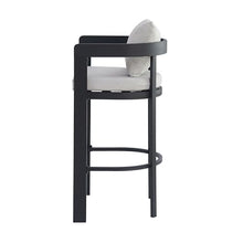 Merax Patio Bar Stools Set of 4, Iron Frame Outdoor Bar Height Chairs with Backrests, Armrests & Soft Cushions, All-Weathe Outdoor High Top Barstools for Deck Garden Balcony Backyard, Dark Grey