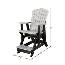 Outdoor Escape Gray Balcony Glider, Light Gray Black, Elevated Seating, Heavy Duty Polyethylene, Tall Outdoor Chair, Weather Resistant