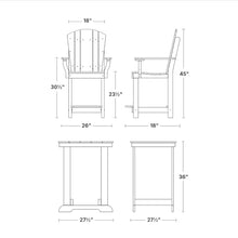 Wildridge Heritage 3-Piece Patio Counter Set, Aruba Blue and White - Outdoor Weather Resistant Recycled Plastic Furniture for Patio
