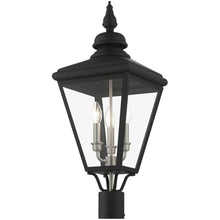 Livex Lighting 27375-04 Adams - 3 Light Large Outdoor Post Top Lantern in Traditional Style-26.75 Inches Tall and 10.63 Inches Wide, Finish Color: Black/Brushed Nickel