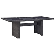 LKJVFCPW 9 Piece Patio Dining Set, 8 Seater Outdoor Half Round Poly Rattan Garden Furniture Table and Chairs with Cushions, Black