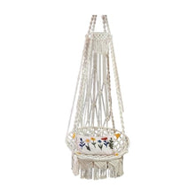 Macrame Swing Hammock Chair Ecru Cream Multicolor Rope 23.6 x 31.5 in 220 lb Capacity Steel Pipe for Indoor Outdoor Use Scandinavian Retro Style