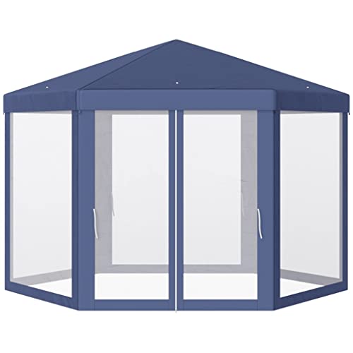 YMGSCC Reception Gazebo Type Hexagonal Gazebo with Net for Garden and Terrace Ø3.9 M Water Repellent Polyester Material ()