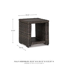 BOWERY HILL Square Patio End Table, 22.25 in H x 19.75 in W x 20 in D, All-Weather Resin Wicker with Rust-Proof Aluminum Frame, Brown Finish, Outdoor Table for Patio or Garden Use