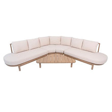 Merax Outdoor 5 Piece Half- Moon Sofa with Cushions, 1 Coffee Table