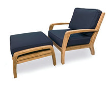 Douglas Nance Somerset Solid Teak Patio Deep Seating Club Chair w/Ottoman (Navy)