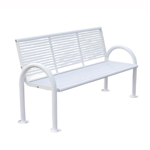 ZTHYSHXA Park Bench Galvanized Outdoor Bench with Backrest Multi-Person Park(White)