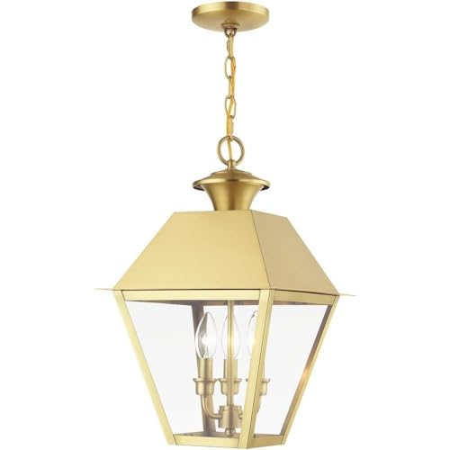 Bailey Street Home 3 Light Large Outdoor Pendant in Classic Style-19 inches Tall and 12 inches Wide-Natural Brass Finish 218-Bel-4822522