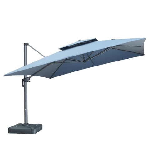 OROTLECT 12' x 12' Large Patio Umbrella Hanging Double Top Square Offset Umbrella with 360°Rotation Tilting Umbrella Outdoor Patio