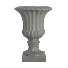 Hassyee Outdoor Antique Garden Urn Planter with Solid Base for Backyard, Park, Balcony, Flower Pot with Rustic Finish and Drainage Hole for Growing Flowers, Plants (Gray)