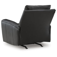 Larry Rocker Recliner Chair with Pillow Top Arms, Black Top Grain Leather