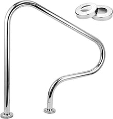 Pool Handrail, 31.5" X 31.5" Swimming Pool Hand Rail, 304 Stainless Steel Stair Railing for Outdoor Indoor Pool Spa Water Park，Rated 375lbs Load Capacity