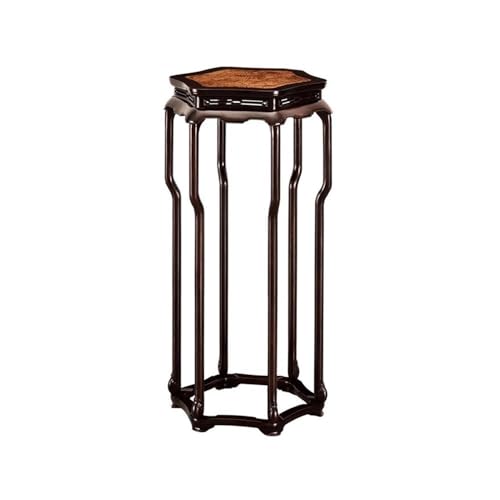LUYOUBOZHU Vase Stand Hexagonal Classical Chinese Style Bonsai Base, Openwork Carving Redwood Ornament Display Rack