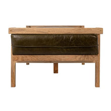 Creative Co-Op Extra-Long Mango Wood Daybed Bench with Distressed Leather Cushion, Natural and Green