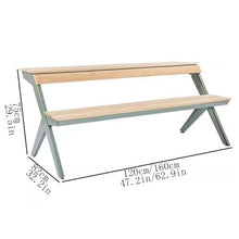 HYgloF Patio Benches Park Outdoor Chair, Steel Metal Frame Bench, Plasticwood Chair Surface, Garden Patio Lounge Tables Seating Garden Bench(Medium)