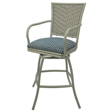 Tobias Designs Set of 3 Erin - Outdoor Indoor 34" Swivel Bar Stool - Coco Indigo Blue on Beige