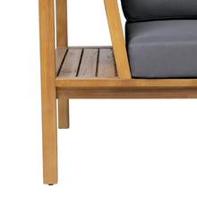 Merax Acacia Wood Outdoor Loveseat with Grey Cushion, Coastal Style Patio Daybed Loveseat Sofa with Rope Side Panels & Built-in Side Storage Shelves, 2-Seater Patio Bench for Garden Backyard