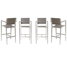 Benjara Kylo 5 Piece Bar Table Set, Polyresin Backs and Seats, Aluminum Frame, Gray and Brown