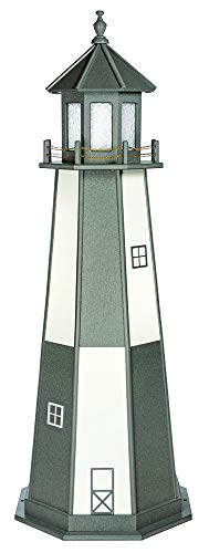 DutchCrafters Decorative Wooden Lighthouse, Standard Light Bulb, Cape Henry Style - Amish Made in USA (Green/White, 6 Foot)