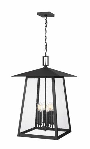 Z-Lite 5015CHXXL Rainer 6 Light 18" Wide Outdoor Taper Candle Pendant - Black