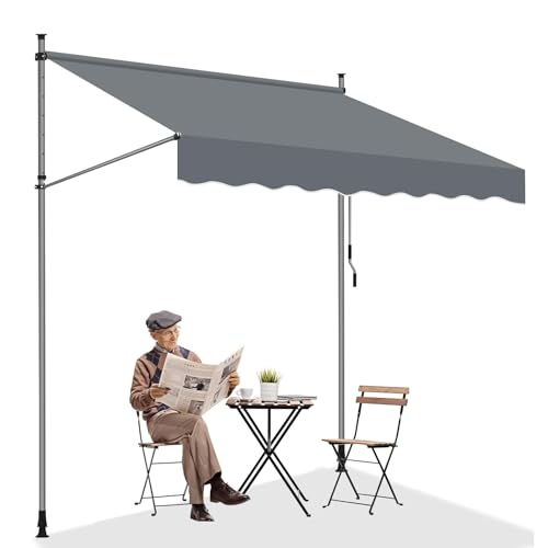 Umbrellas Adjustable Retractable Awning with Manual Crank Handle for Patio Balcony Canopy Waterproof, Heat Retention, Privacy Screen, Garden Window Door Outdoor Sun Shade Shelter(Gray,400cm)