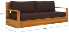 SAFAVIEH Couture Outdoor Collection Kauai Natural/Dark Brown Teak Solid Wood Patio Sofa