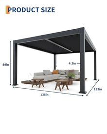 Garvee Aluminum Louvered Pergola, Outdoor Patio Pergola with Adjustable 0°-90° Roof, Integrated Drainage, Reinforced Heavy-Duty Frame, Modern Hardtop Gazebo for Deck, Backyard, Garden
