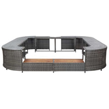 Gray Square Spa Surround 105.5x105.5x21.7 Poly Rattan with Acacia Steps