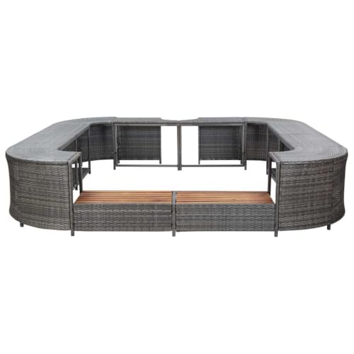 Square Spa Surround Gray 105.5"x105.5"x21.7" Poly Rattan