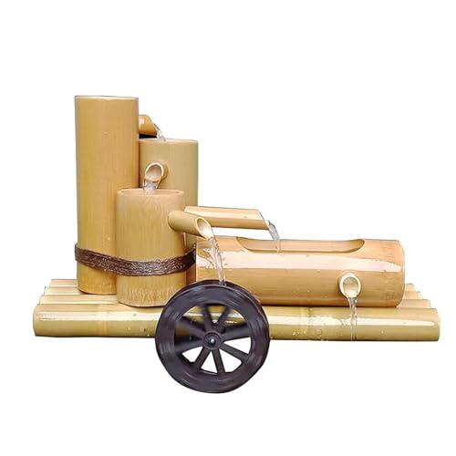 GenSDH Natural Bamboo Water Fountain, Zen Feng Shui Garden Fountain, Circulating Water Ornament for Fish Tank, Waterscape Decoration, for Bird Bath, Pond, Backyard, Garden, 27.6,27.6in(70cm)